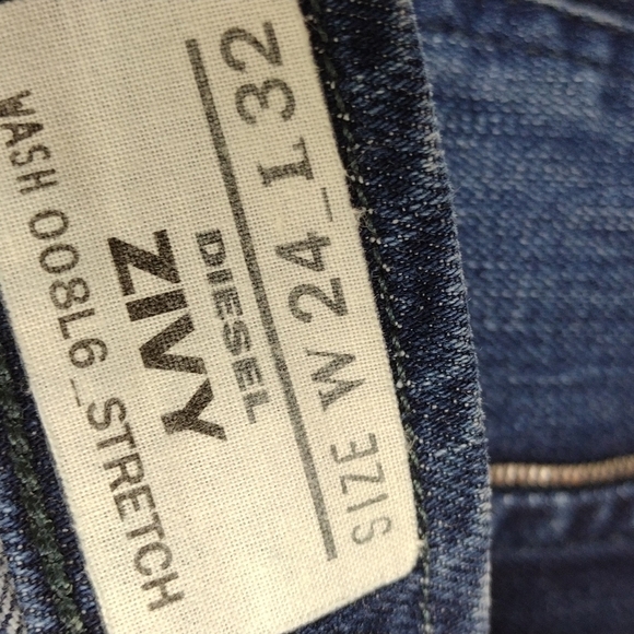 DIESEL ZIVY Blue Dark Wash Five Pocket Mid Rise Straight Leg Denim Jeans - Picture 6 of 15